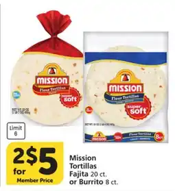 Vons Mission Tortillas Fajita 20 ct. or Burrito 8 ct offer