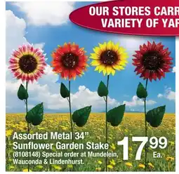 Ace Hardware Assorted Metal 34 Sunflower Garden Stake offer