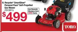 Ace Hardware Recycler SmartStow Personal Pace Self-Propelled Gas Mower offer