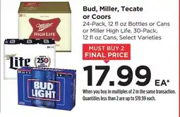 Food 4 Less Bud, Miller, Tecate or Coors offer