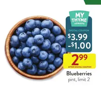 Fresh Thyme Blueberries offer