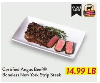 Fresh Thyme Certified Angus Beef Boneless New York Strip Steak offer