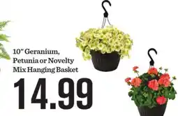 Mariano's 10 Geranium, Petunia or Novelty Mix Hanging Basket offer