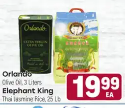 Tony’s Fresh Market Orlando Olive Oil, 3 Liters Elephant King Thai Jasmine Rice, 25 Lb offer
