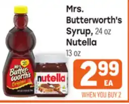 Tony’s Fresh Market Mrs. Butterworth's Syrup, 24 oz Nutella 13 oz offer