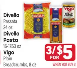 Tony’s Fresh Market Divella Passata 24 oz Divella Pasta 16-17.63 oz Vigo Plain Breadcrumbs, 8 oz offer