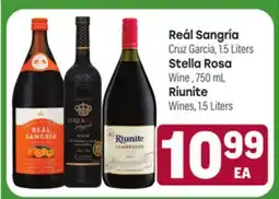 Tony’s Fresh Market Reál Sangría, Cruz Garcia, 1.5 Liters Stella Rosa Wine, 750 mL Riunite Wines, 1.5 Liters offer