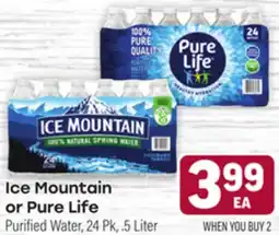 Tony’s Fresh Market Ice Mountain or Pure Life Purified Water offer