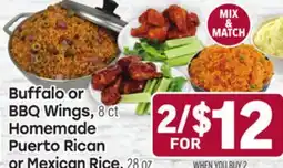 Tony’s Fresh Market Buffalo or BBQ Wings, 8 ct Homemade Puerto Rican or Mexican Rice, 28 oz offer