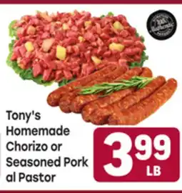 Tony’s Fresh Market Tony's Homemade Chorizo or Seasoned Pork al Pastor offer