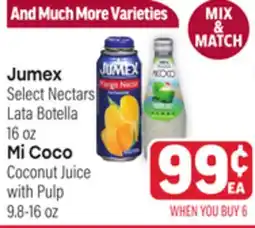 Tony’s Fresh Market Jumex Select Nectars Lata Botella 16 oz Mi Coco Coconut Juice with Pulp 9.8-16 oz offer