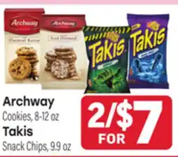 Tony’s Fresh Market Archway Cookies, 8-12 oz Takis Snack Chips, 9.9 oz offer