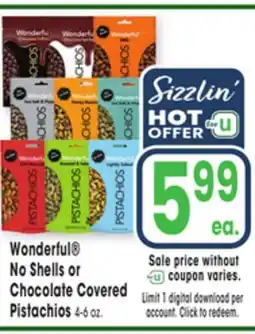 Jewel-Osco Wonderful No Shells or Chocolate Covered Pistachios offer