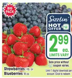 Jewel-Osco Strawberries 1 lb. or Blueberries 18 oz offer