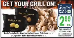 Jewel-Osco EarthFresh Butter Gold or Butter Russet Potatoes 5 lb., or O Organics Baby Bella Mushrooms 16 oz offer