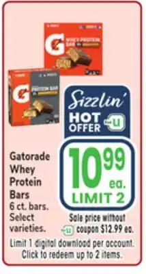 Jewel-Osco Gatorade Whey Protein Bars offer