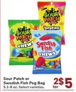 Jewel-Osco Sour Patch or Swedish Fish Peg Bag offer