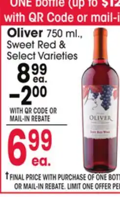 Jewel-Osco Oliver 750 ml., Sweet Red & Select Varieties offer
