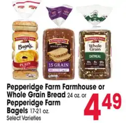 Jewel-Osco Pepperidge Farm Farmhouse or Whole Grain Bread 24 oz. or Pepperidge Farm Bagels 17-21 oz offer