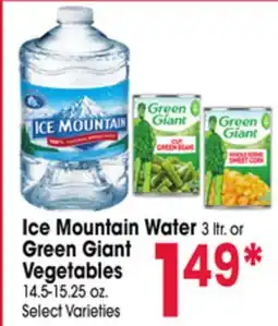Jewel-Osco Ice Mountain Water 3 ltr. or Green Giant Vegetables offer