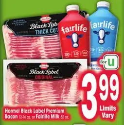Jewel-Osco Hormel Black Label Premium Bacon 12-16 oz. or Fairlife Milk 52 oz offer