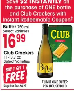 Jewel-Osco Butter 750 ml. or Club Crackers 11-13.7 oz offer