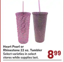 Jewel-Osco Heart Pearl or Rhinestone 22 oz. Tumbler offer