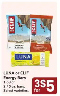 Jewel-Osco LUNA or CLIF Energy Bars offer