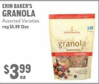 New Seasons Market Erin Baker's Granola offer