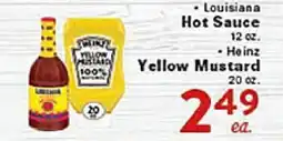 Rio Valley Market Louisiana Hot Sauce 12 oz. Heinz Yellow Mustard 20 oz offer