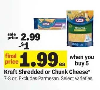 Meijer Kraft Shredded or Chunk Cheese offer