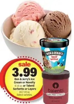 Meijer Ben & Jerry's Ice Cream or Novelty or Talenti Sorbetto or Layers offer