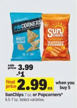 Meijer SunChips 7 oz. or Popcorners offer