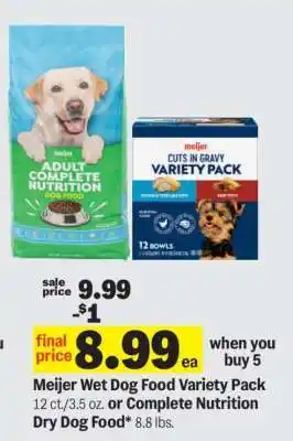 Meijer Meijer Wet Dog Food Variety Pack or Complete Nutrition Dry Dog Food offer