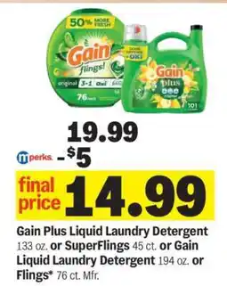 Meijer Gain Plus Liquid Laundry Detergent offer