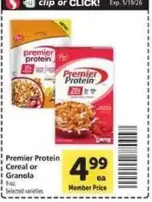 Safeway Premier Protein Cereal or Granola offer