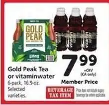 Safeway Gold Peak tea or Vitaminwater offer