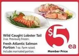 Safeway Wild Caught Lobster Tail / Fresh Atlantic Salmon Portion offer