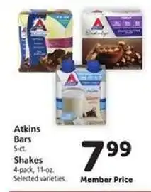 Safeway Atkins Bars/Shakes offer