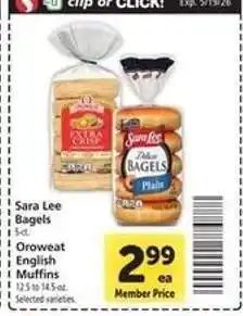 Safeway Sara Lee Bagels offer