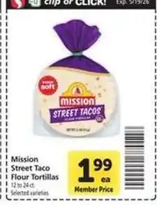 Safeway Mission Street Taco Flour Tortillas offer
