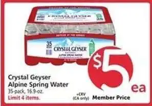 Safeway Crystal Geyser Alpine Spring Water offer