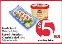 Safeway Fresh Sushi and Reser's American Classics Salad offer
