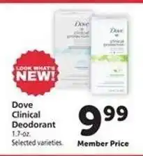 Safeway Dove Clinical Deodorant offer