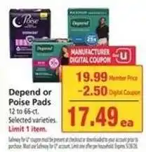 Safeway Depend or Poise Pads offer