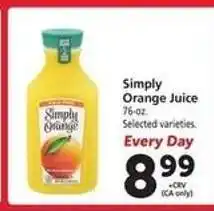 Safeway Simply Orange Juice offer
