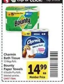 Safeway Charmin Bath Tissue, Bounty Paper Towels offer