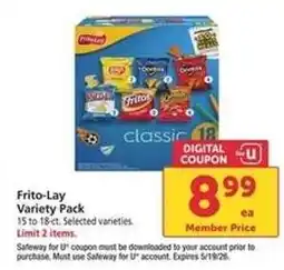 Safeway Frito Lay Variety Pack offer