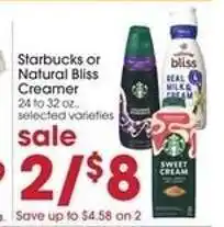Giant Eagle Starbucks or Natural Bliss Creamer offer