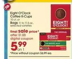 Giant Eagle Eight O'Clock Coffee K-Cups offer